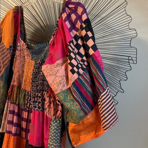 Earthbound Patchwork Maxi Dress 100% Cotton Multicolor Size M - L - Picture 4 of 6